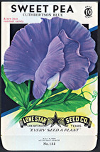 Brilliantly Colored Cuthbertson Blue Sweet Pea Lone Star 10¢ Seed Pack - £4.69 GBP