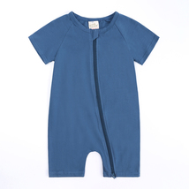 Short Sleeve Short Baby Romper Blue 18-24Mo Cotton Zipper Infant Bodysuit P Js - £10.22 GBP