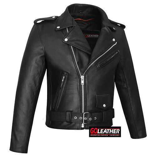 MEN&#39;S CLASSIC MOTORCYCLE STYLE JACKET COWHIDE LEATHER MCJ - £119.61 GBP