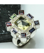 Gorgeous Citrine Garnet Stunning ArtDeco Mucha Art Bohemian Silver Ring ... - $68.37 CAD