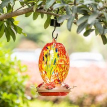 Garden Hummingbird Feeder for Outdoors Hanging, Blown Glass Hummingbird Feeders - £47.12 GBP
