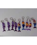 LOT OF 9 KEYCHAINS DOLPHIN SHAPED WOOD PURSE CHARM PARADISE DOLPHINS PAL... - £11.79 GBP