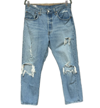 Levis Womens Big E Cropped High Rise Levis 30x26 Blue Distressed -  AC - £9.68 GBP