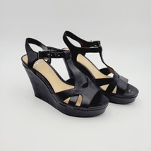 GIANNI BINI Women Sz 9 Black Strappy Open Toe Wedge Platform High Heel S... - $28.04