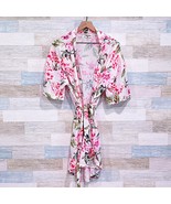 Show Me Your Mumu Floral Kimono Robe White Pink Belted Womens OS One Size - $19.79