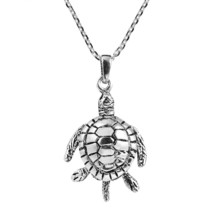 Movable Sea Turtle Swimming Sterling Silver Necklace - £17.51 GBP