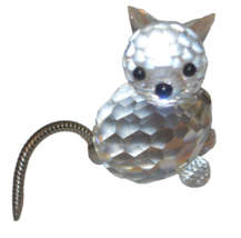 Swarovski Crystal Figurine Miniature Cat with Metal Tail, 1-1/4” Tall - £23.50 GBP