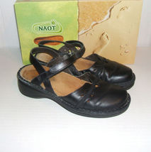 NAOT GARDENIA Women&#39;s Black Leather Casual Slingback Sandals Shoes 37 EU... - $20.00