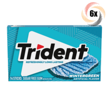 6x Packs Trident Wintergreen Flavor Sugar Free Chewing Gum | 14 Sticks P... - £12.40 GBP