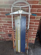 Vintage Mid Century Retro Blue Yellow Silver Streak Snow Sled - £63.30 GBP