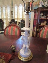 Parian Bisque Figurine Angel Cherub LAMP 11&quot; Brass Base - $123.47