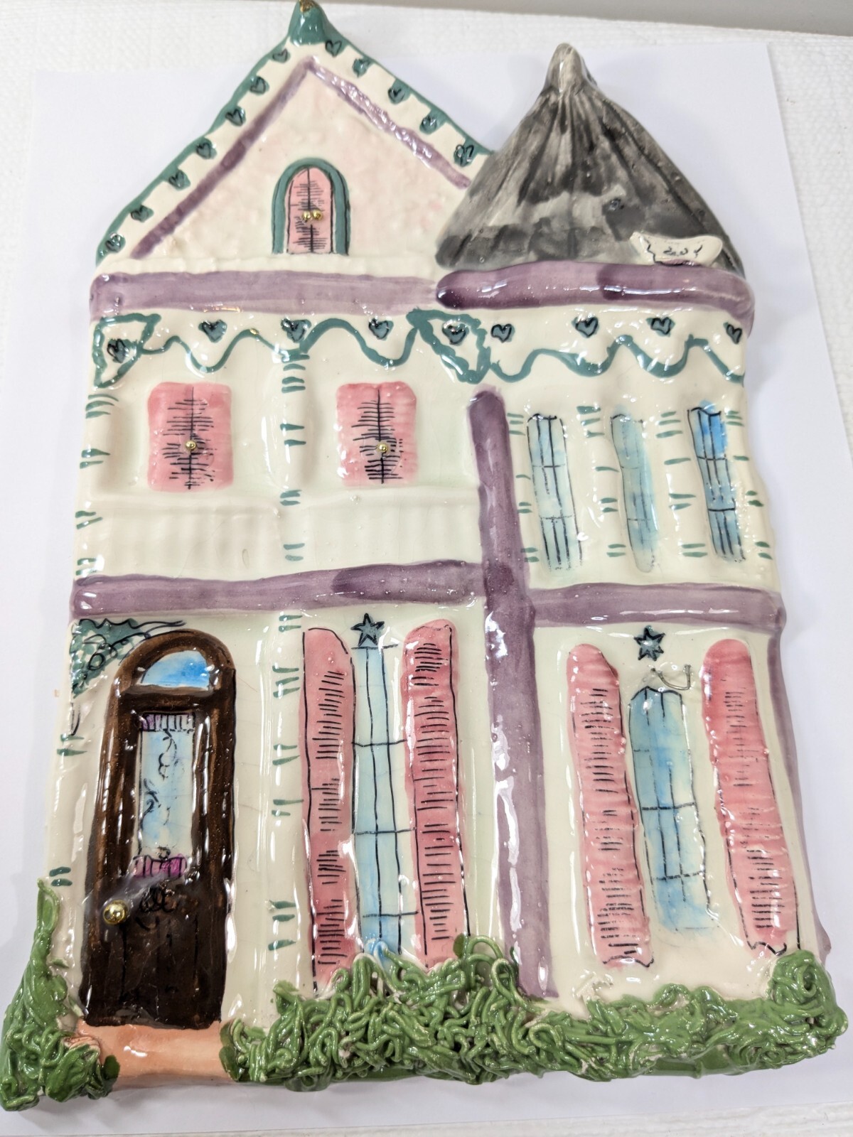 Clay Creations New Orleans house Art Jenise McCardell ceramic Plaque han... - $46.00