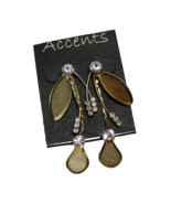 Accents Gold Tone Crystal Mesh Drop Dangle Pierced Earrings NWOT NEW - €8,43 EUR