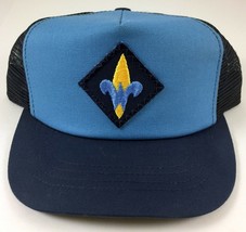 Vintage Snapback Trucker Hat - Boy Scouts - Dark &amp; Light Blue Mesh - Youth - £13.32 GBP