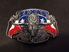 NEW Vintage Siskiyou Republic of Texas Flag Longhorn Belt Buckle Lone Star State - $86.62