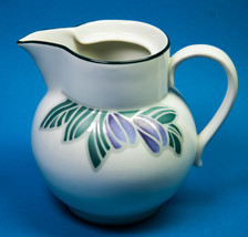 Dansk Eden 10-oz Creamer No Lid Purple Flowers Green Leaves - £3.93 GBP