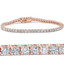 7.25&quot; Round Cut D/VVS1 Diamond Tennis Bracelet 14k Rose Gold Over 7 Ct Ladies - £159.95 GBP