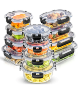24Pc Borosilicate Glass Storage Containers with Lids | 12 Airtight/Freez... - $934.91 MXN