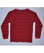 Boy&#39;s U.S. POLO Association Red and Black Long Sleeve Striped Shirt - £10.19 GBP