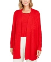MSRP $80 Charter Club Petite Patchwork Cardigan Red Size Petite Medium - $27.72