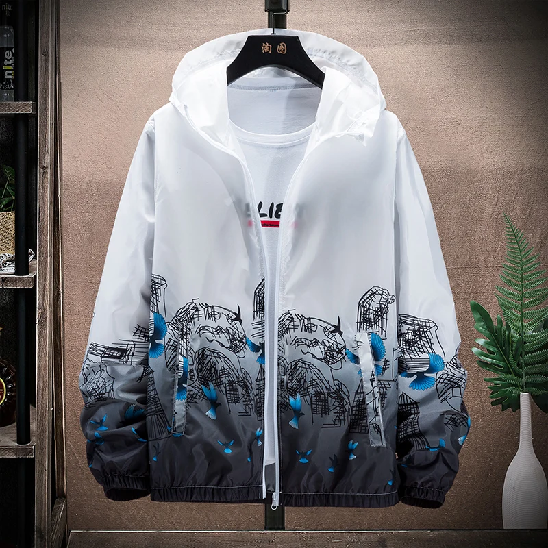 Summer Hooded Jacket Men Waterproof  Protection Clothing Fishing Clothes Male Q - £85.78 GBP