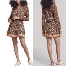 FAHERTY Brand Montara Print Long Sleeve Minidress, Size Large(12/14), Br... - £87.49 GBP