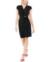 MSRP $80 Charter Club Knit Cap-Sleeve Crossover Dress Black Size XS - £14.73 GBP