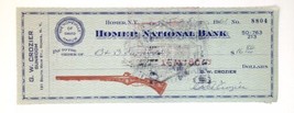 Bank Check Homer National Bank Homer, New York G.W. Crozier Gunroom 1961... - $9.00