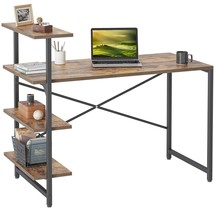 Small Computer Desk With Shelves 47 Inch, Home Office Desk, Study Writing Office - £85.80 GBP
