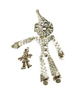 MEXICO STERLING SILVER LARGE MOBILE CLOWN BROOCH &amp; SMALL MOBILE CLOWN PE... - $2,374.79 MXN