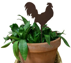 Rooster Ornament or Plant Stake / Chicken / Metal / Holiday / Christmas / Rust / - £15.27 GBP