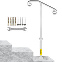 VEVOR Single Post Handrails Fits 1 or 2 Steps With base, White, Wrought ... - $50.99