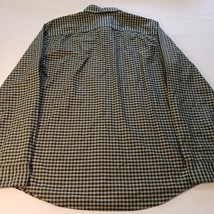 Gap Slim Button Down Collared Men's Off White & Dark Green Plaid Shirt Size L image 2