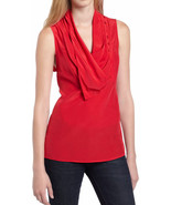 Bcbg Maxazria BID1G636 Silk Cowl Neck Top SZ L Rio Red - $50.69