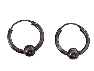 Vintage But New 0.75”  Gold Tone Hinged Hoop Earrings Round Ball 60's That Girl  Item image 5