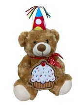 Gabi Toy 13&quot; Happy Birthday Musical Teddy Bear w/ Cupcake Money Holder - £7.75 GBP