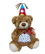 Gabi Toy 13&quot; Happy Birthday Musical Teddy Bear w/ Cupcake Money Holder - £7.84 GBP