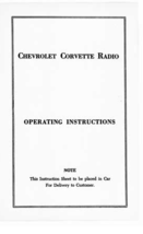 1953-1957 Corvette Booklet Radio Instructions Each - $17.77