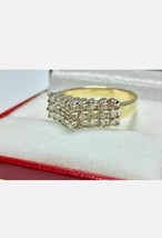 2Ct Rotondo Finto Anello Fidanzamento Grappolo Diamanti 14K Placcata Oro Giallo - £121.31 GBP