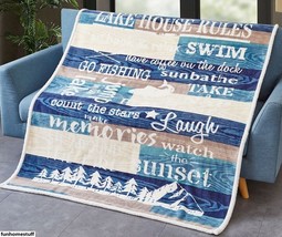 LAKE HOUSE RULES Laugh Count Stars Swim Flannel Sherpa Throw Blanket 50 x 60 in