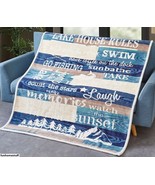 LAKE HOUSE RULES Laugh Count Stars Swim Flannel Sherpa Throw Blanket 50 ... - £30.62 GBP