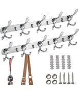 2 Pack Pcs Silver Coat Rack Wall Mount w/ 5 Double Hooks for Hanging 17 ... - £14.02 GBP