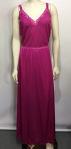 Vanity Fair M Hot Pink Long Nylon Silky Nightgown Sleeveless Vintage Made in USA - £30.09 GBP