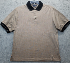 PGA TOUR Golf Polo Shirt Men Medium Multi Pinstriped Mercerized Pique Ri... - $21.44