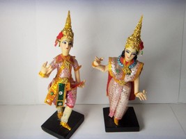 2 VINTAGE THAI DANCER SIAMESE DOLLS  8&quot; TALL - $19.75