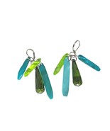Vintage Peridot Gem Icicle Boho Dangle Drop Earrings Womens Costume Jewelry - $15.25
