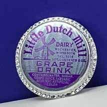 Dairy milk bottle cap farm advertising vtg label Metal Little Dutch Mill Grape - £6.22 GBP
