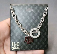 Texas A&amp;M University Aggies Necklace NCAA Jewelry Toggle Silver-Tone Cha... - $11.09