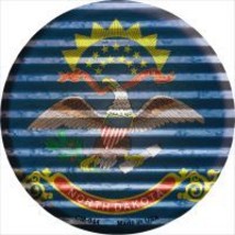 North Dakota Flag Corrugated Effect Novelty Metal Mini Circle Magnet CM-944 - $17.65 CAD