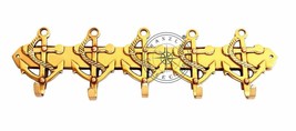 Nautical Ship Anchor Keys Holder Wall Mounted Brass Finish 5 Hook Key Holder - £40.63 GBP